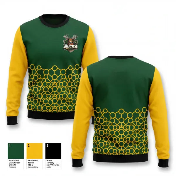 Crew Neck Sweatshirt, Bucks, Men's Basketball, Teamtime, Team time, sublimation, custom sports apparel, team uniforms, spirit wear, spiritwear, sports uniforms, custom shirts, team store, custom team store, fundraiser sports, apparel fundraiser
