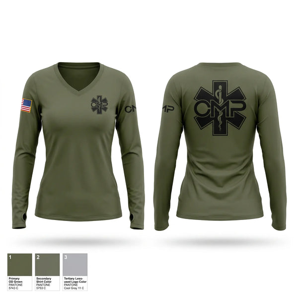 Womens Long Sleeve Vneck Shirt, VCM, EMS/EMT, Teamtime, Team time, sublimation, custom sports apparel, team uniforms, spirit wear, spiritwear, sports uniforms, custom shirts, team store, custom team store, fundraiser sports, apparel fundraiser