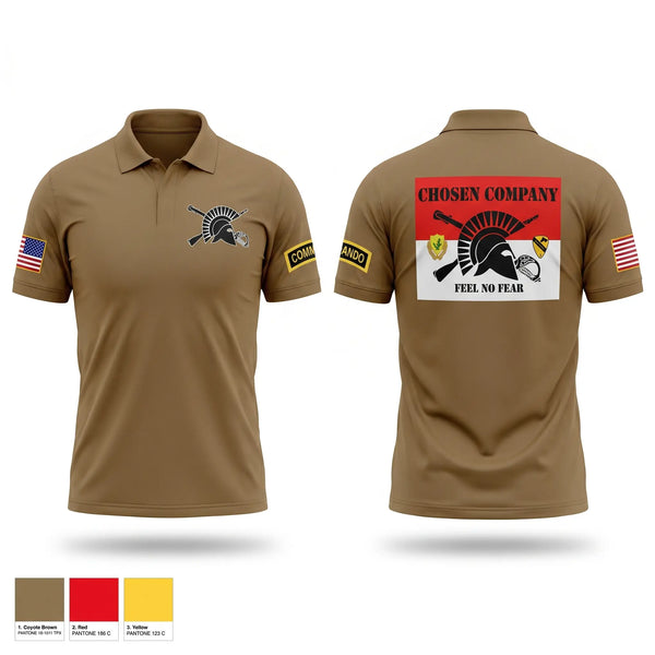 Short Sleeve Performance Polo, Chosen co 1-12 CAV, Army, Teamtime, Team time, sublimation, custom sports apparel, team uniforms, spirit wear, spiritwear, sports uniforms, custom shirts, team store, custom team store, fundraiser sports, apparel fundraiser