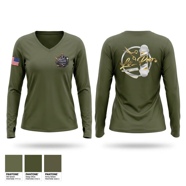 Womens Long Sleeve Vneck Shirt, 75th Ranger 2nd Battalion, Army, Teamtime, Team time, sublimation, custom sports apparel, team uniforms, spirit wear, spiritwear, sports uniforms, custom shirts, team store, custom team store, fundraiser sports, apparel fundraiser