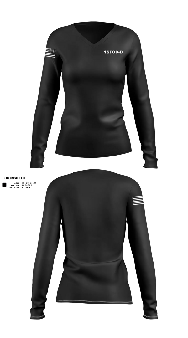 Womens Long Sleeve Vneck Shirt, SFOD-D, Air Force, Teamtime, Team time, sublimation, custom sports apparel, team uniforms, spirit wear, spiritwear, sports uniforms, custom shirts, team store, custom team store, fundraiser sports, apparel fundraiser