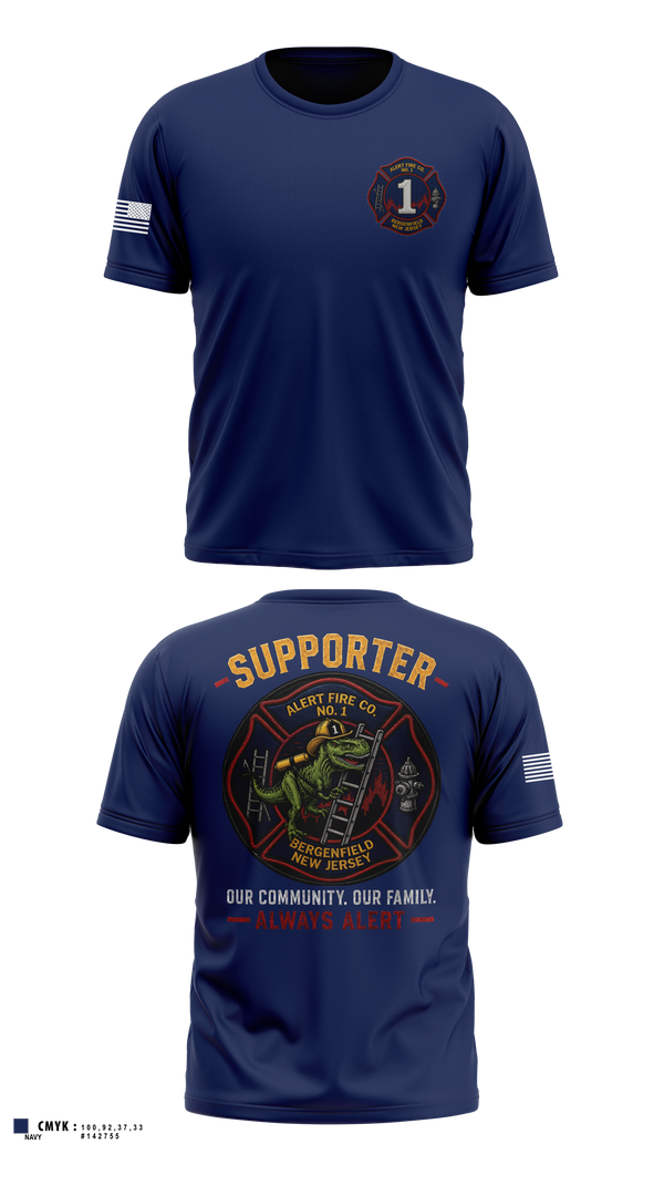 Support Alert Fire Company Old School Cotton Feel Shirt - 1