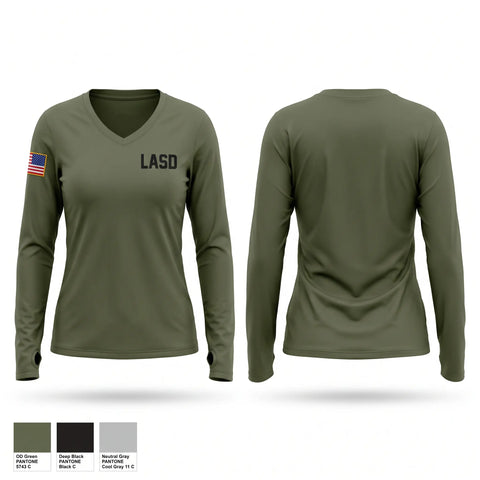 Womens Long Sleeve Vneck Shirt, LASD, Police, Teamtime, Team time, sublimation, custom sports apparel, team uniforms, spirit wear, spiritwear, sports uniforms, custom shirts, team store, custom team store, fundraiser sports, apparel fundraiser