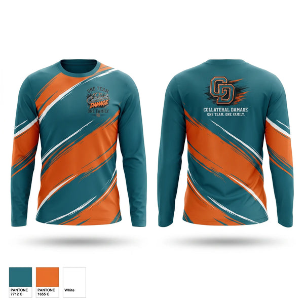 Long Sleeve Performance Shirt, Collateral Damage, Softball, Teamtime, Team time, sublimation, custom sports apparel, team uniforms, spirit wear, spiritwear, sports uniforms, custom shirts, team store, custom team store, fundraiser sports, apparel fundraiser