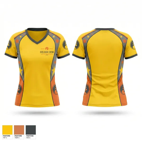 Womens Short Sleeve Vneck Shirt, 605 Running Company Downtown, Spirit Store, Teamtime, Team time, sublimation, custom sports apparel, team uniforms, spirit wear, spiritwear, sports uniforms, custom shirts, team store, custom team store, fundraiser sports, apparel fundraiser