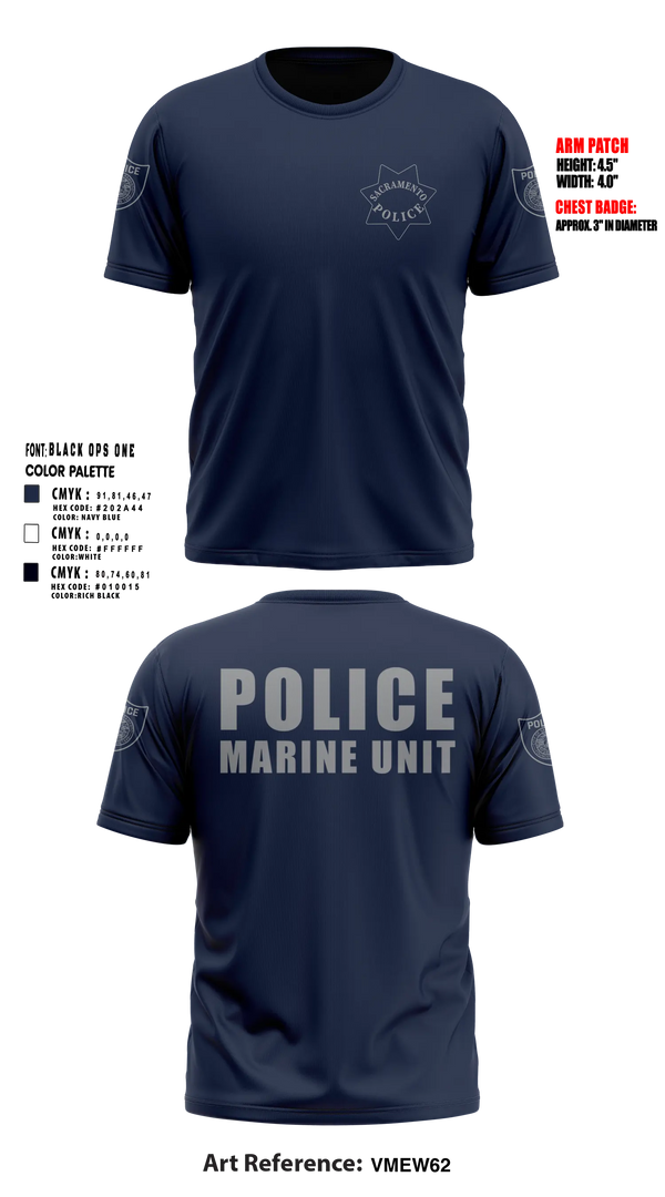 Sacramento Police Marine Unit Old School Cotton Shirt - 5