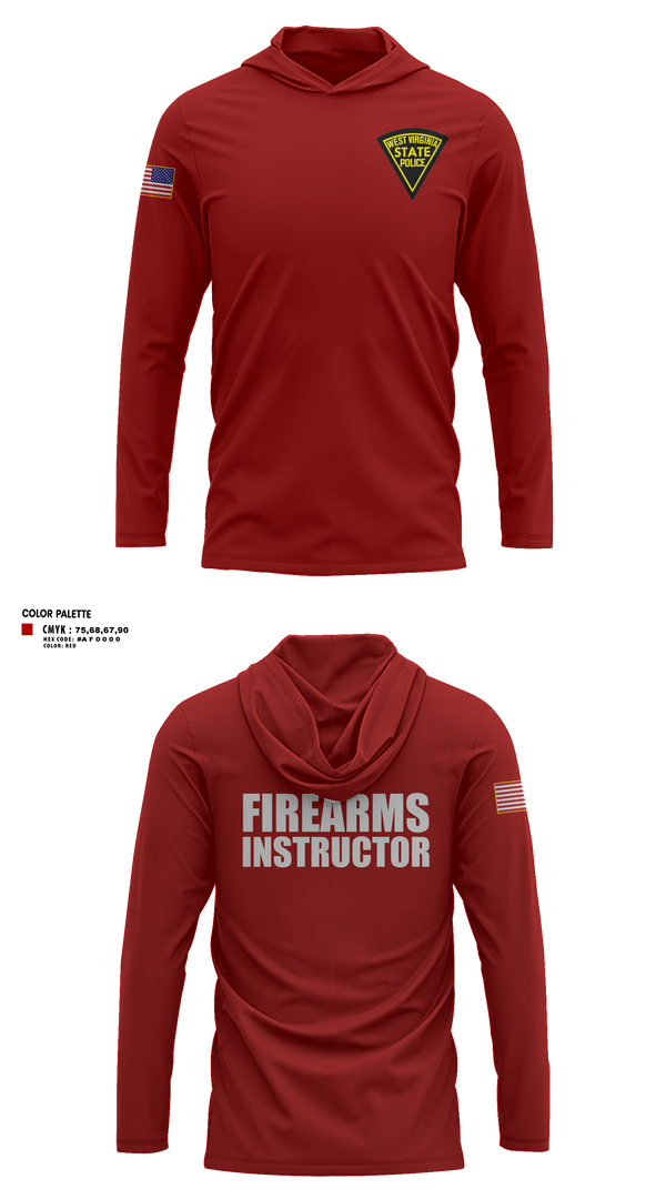 Long Sleeve Performance Shirt with hood, West Virginia State Police, Police, Teamtime, Team time, sublimation, custom sports apparel, team uniforms, spirit wear, spiritwear, sports uniforms, custom shirts, team store, custom team store, fundraiser sports, apparel fundraiser