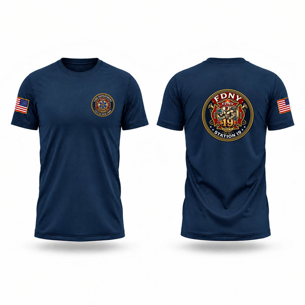 Short Sleeve Performance Shirt, FDNY STATION 19, Fire Department, Teamtime, Team time, sublimation, custom sports apparel, team uniforms, spirit wear, spiritwear, sports uniforms, custom shirts, team store, custom team store, fundraiser sports, apparel fundraiser