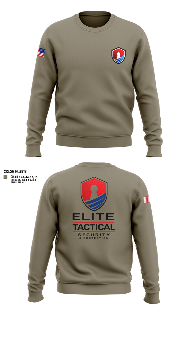 Crew Neck Sweatshirt, Elite Tactical Security, Police, Teamtime, Team time, sublimation, custom sports apparel, team uniforms, spirit wear, spiritwear, sports uniforms, custom shirts, team store, custom team store, fundraiser sports, apparel fundraiser