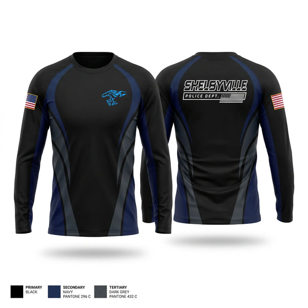 Long Sleeve Performance Shirt, Shelbyville Police Department (KY), Police, Teamtime, Team time, sublimation, custom sports apparel, team uniforms, spirit wear, spiritwear, sports uniforms, custom shirts, team store, custom team store, fundraiser sports, apparel fundraiser