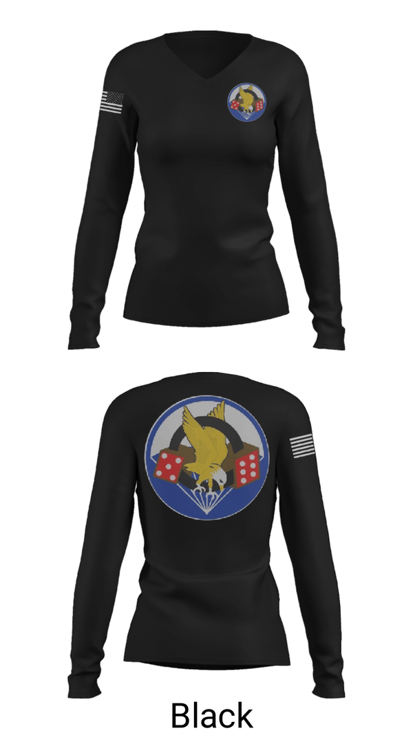 Women's Long Sleeve Vneck Shirt, 506th PIR, Army, Teamtime, Team time, sublimation, custom sports apparel, team uniforms, spirit wear, spiritwear, sports uniforms, custom shirts, team store, custom team store, fundraiser sports, apparel fundraiser
