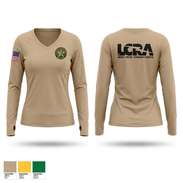 Womens Long Sleeve Vneck Shirt, LOWER COLORADO RIVER AUTHORITY, Police, Teamtime, Team time, sublimation, custom sports apparel, team uniforms, spirit wear, spiritwear, sports uniforms, custom shirts, team store, custom team store, fundraiser sports, apparel fundraiser