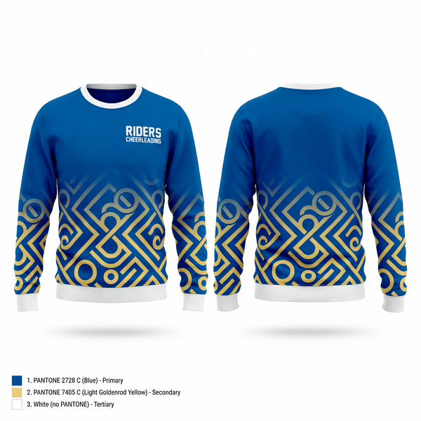 Crew Neck Sweatshirt, Riders Cheerleading, Cheer, Teamtime, Team time, sublimation, custom sports apparel, team uniforms, spirit wear, spiritwear, sports uniforms, custom shirts, team store, custom team store, fundraiser sports, apparel fundraiser