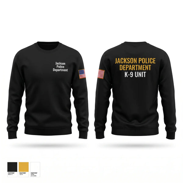 Crew Neck Sweatshirt, Jackson Police Department, Police, Teamtime, Team time, sublimation, custom sports apparel, team uniforms, spirit wear, spiritwear, sports uniforms, custom shirts, team store, custom team store, fundraiser sports, apparel fundraiser