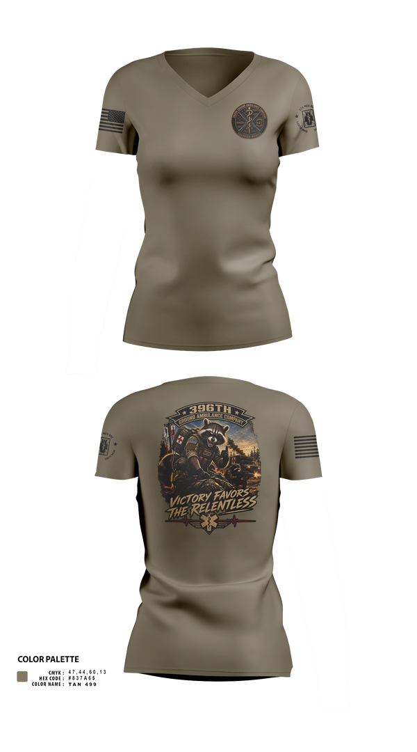 Womens Short Sleeve Vneck Shirt, 396th MCGA, Army, Teamtime, Team time, sublimation, custom sports apparel, team uniforms, spirit wear, spiritwear, sports uniforms, custom shirts, team store, custom team store, fundraiser sports, apparel fundraiser
