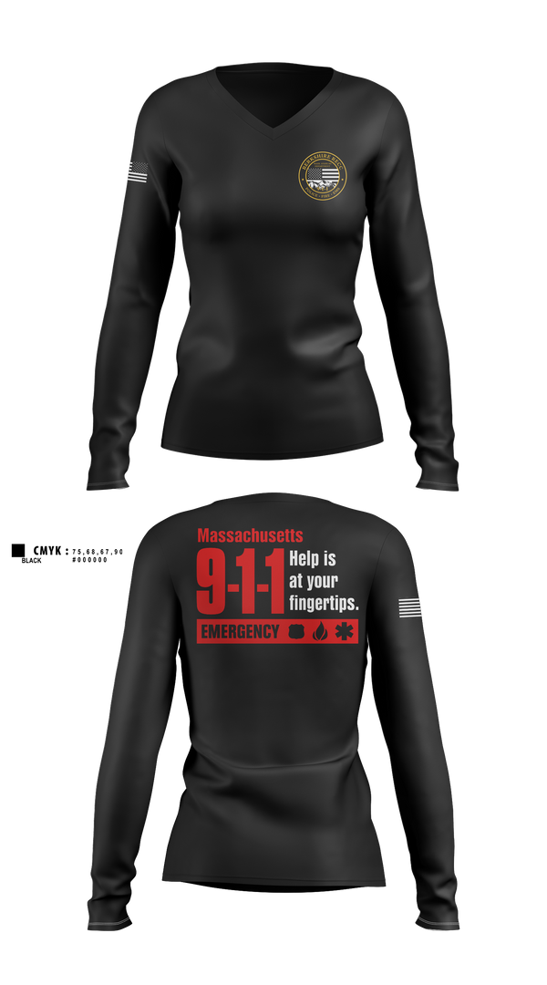Womens Long Sleeve Vneck Shirt, Berkshire RECC, Police, Teamtime, Team time, sublimation, custom sports apparel, team uniforms, spirit wear, spiritwear, sports uniforms, custom shirts, team store, custom team store, fundraiser sports, apparel fundraiser