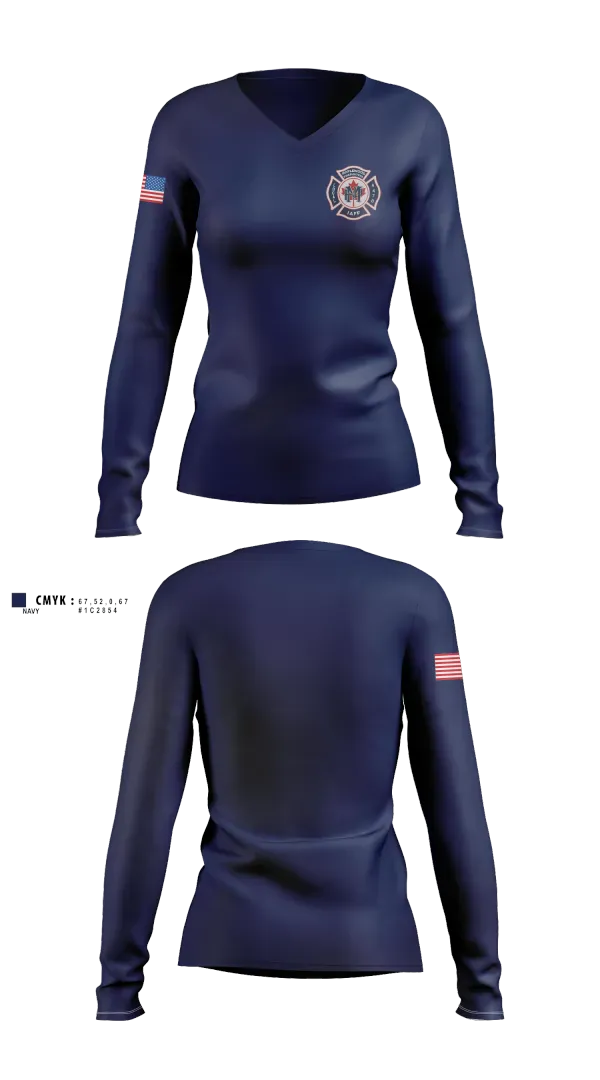 Womens Long Sleeve Vneck Shirt, Maplewood Fire department, Fire Department, Teamtime, Team time, sublimation, custom sports apparel, team uniforms, spirit wear, spiritwear, sports uniforms, custom shirts, team store, custom team store, fundraiser sports, apparel fundraiser