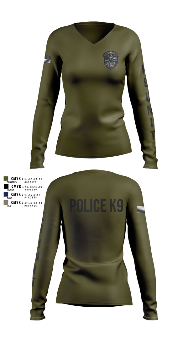 Womens Long Sleeve Vneck Shirt, Roy Cit Police K9, Police, Teamtime, Team time, sublimation, custom sports apparel, team uniforms, spirit wear, spiritwear, sports uniforms, custom shirts, team store, custom team store, fundraiser sports, apparel fundraiser