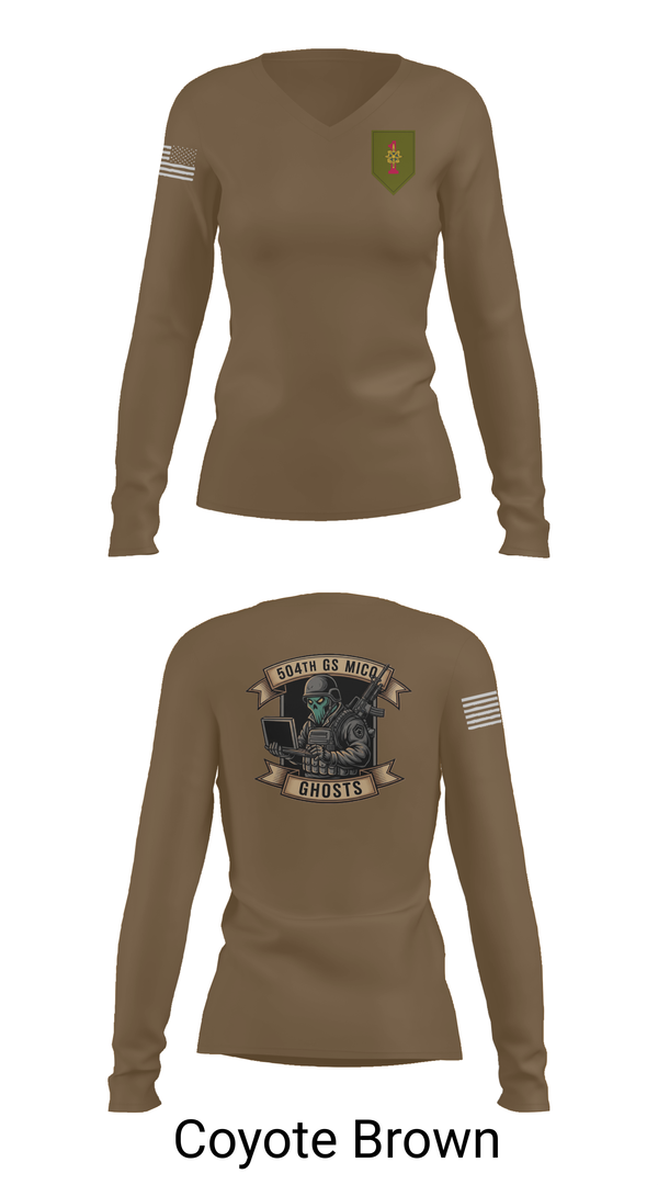 Womens Long Sleeve Vneck Shirt, 504th GS MICO, , Teamtime, Team time, sublimation, custom sports apparel, team uniforms, spirit wear, spiritwear, sports uniforms, custom shirts, team store, custom team store, fundraiser sports, apparel fundraiser