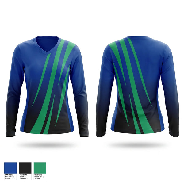 Womens Long Sleeve Vneck Shirt, Showtime, Softball, Teamtime, Team time, sublimation, custom sports apparel, team uniforms, spirit wear, spiritwear, sports uniforms, custom shirts, team store, custom team store, fundraiser sports, apparel fundraiser