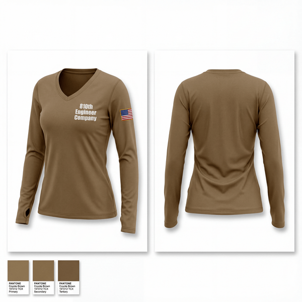 Womens Long Sleeve Vneck Shirt, 810th Engineer Company, National Guard, Teamtime, Team time, sublimation, custom sports apparel, team uniforms, spirit wear, spiritwear, sports uniforms, custom shirts, team store, custom team store, fundraiser sports, apparel fundraiser