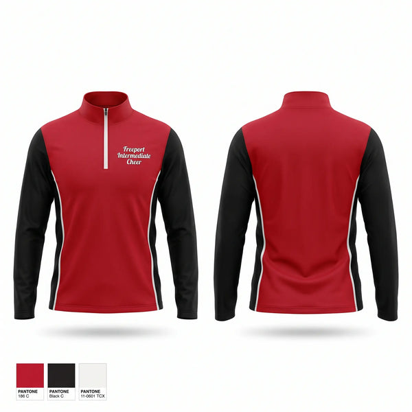 Quarter Zip Jacket, Freeport Intermediate Cheer, Cheer, Teamtime, Team time, sublimation, custom sports apparel, team uniforms, spirit wear, spiritwear, sports uniforms, custom shirts, team store, custom team store, fundraiser sports, apparel fundraiser