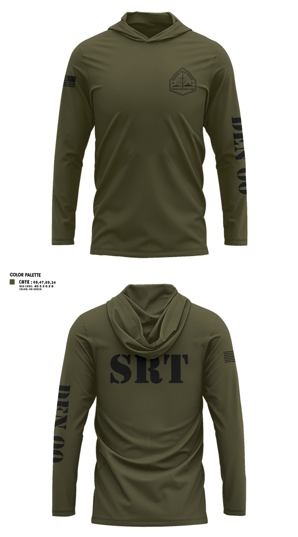Long Sleeve Performance Shirt with hood, Denver Special Response Team, Police, Teamtime, Team time, sublimation, custom sports apparel, team uniforms, spirit wear, spiritwear, sports uniforms, custom shirts, team store, custom team store, fundraiser sports, apparel fundraiser
