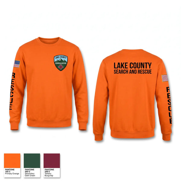 Crew Neck Sweatshirt, Lake County Search and Rescue (Colorado), EMS/EMT, Teamtime, Team time, sublimation, custom sports apparel, team uniforms, spirit wear, spiritwear, sports uniforms, custom shirts, team store, custom team store, fundraiser sports, apparel fundraiser