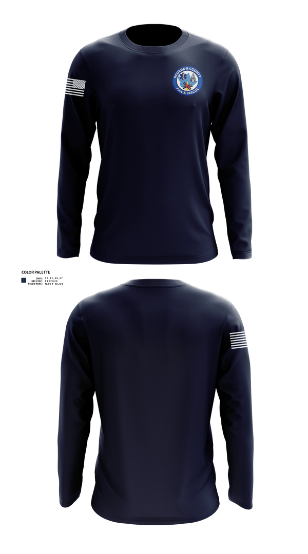 Long Sleeve Performance Shirt, Bourbon County Fire and Rescue, Fire Department, Teamtime, Team time, sublimation, custom sports apparel, team uniforms, spirit wear, spiritwear, sports uniforms, custom shirts, team store, custom team store, fundraiser sports, apparel fundraiser