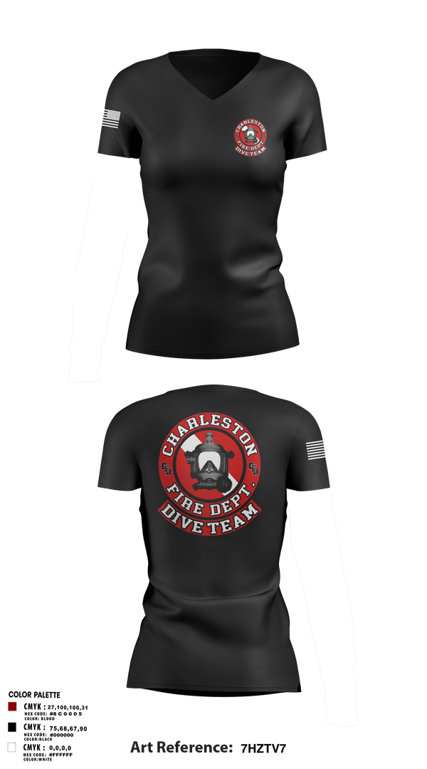 Womens Short Sleeve Vneck Shirt, Charleston Fire Dept Dive Team, Fire Department, Teamtime, Team time, sublimation, custom sports apparel, team uniforms, spirit wear, spiritwear, sports uniforms, custom shirts, team store, custom team store, fundraiser sports, apparel fundraiser