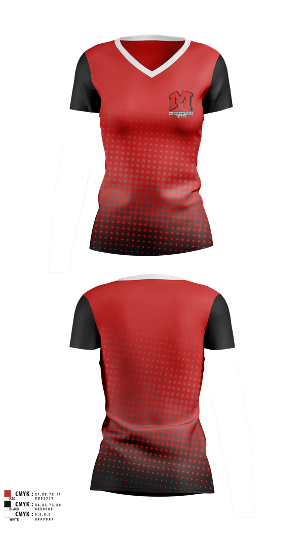 Womens Short Sleeve Vneck Shirt, Madison Panthers Tennis, Tennis, Teamtime, Team time, sublimation, custom sports apparel, team uniforms, spirit wear, spiritwear, sports uniforms, custom shirts, team store, custom team store, fundraiser sports, apparel fundraiser
