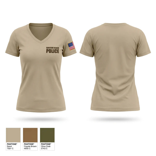 Womens Short Sleeve Vneck Shirt, Surfside Beach Police, Police, Teamtime, Team time, sublimation, custom sports apparel, team uniforms, spirit wear, spiritwear, sports uniforms, custom shirts, team store, custom team store, fundraiser sports, apparel fundraiser