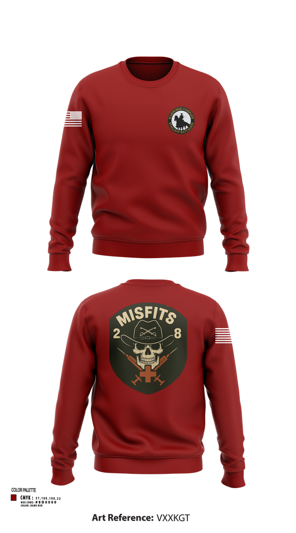 Crew Neck Sweatshirt, 2-8 Cav, HHC, Medic Platoon, , Teamtime, Team time, sublimation, custom sports apparel, team uniforms, spirit wear, spiritwear, sports uniforms, custom shirts, team store, custom team store, fundraiser sports, apparel fundraiser