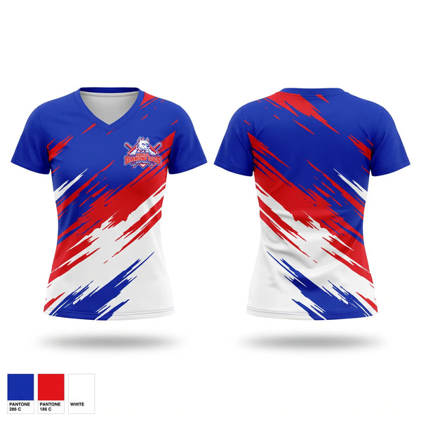 Womens Short Sleeve Vneck Shirt, NorCal Diamond Dogs, Softball, Teamtime, Team time, sublimation, custom sports apparel, team uniforms, spirit wear, spiritwear, sports uniforms, custom shirts, team store, custom team store, fundraiser sports, apparel fundraiser