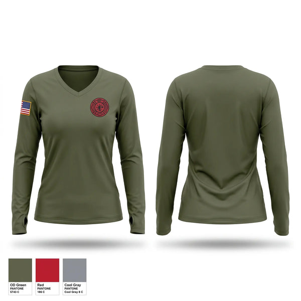 Womens Long Sleeve Vneck Shirt, Kelly Hodge, Fire Department, Teamtime, Team time, sublimation, custom sports apparel, team uniforms, spirit wear, spiritwear, sports uniforms, custom shirts, team store, custom team store, fundraiser sports, apparel fundraiser
