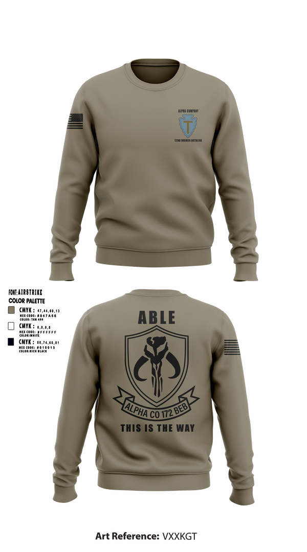Crew Neck Sweatshirt, A Co 172 BEB, National Guard, Teamtime, Team time, sublimation, custom sports apparel, team uniforms, spirit wear, spiritwear, sports uniforms, custom shirts, team store, custom team store, fundraiser sports, apparel fundraiser