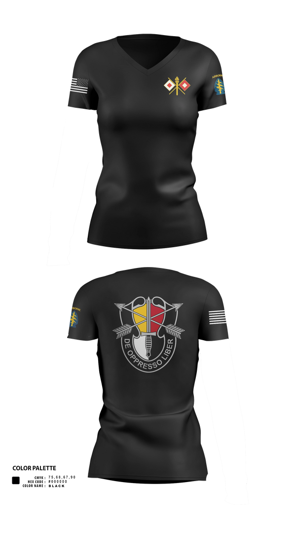 Womens Short Sleeve Vneck Shirt, HHC 3SFG, Army, Teamtime, Team time, sublimation, custom sports apparel, team uniforms, spirit wear, spiritwear, sports uniforms, custom shirts, team store, custom team store, fundraiser sports, apparel fundraiser