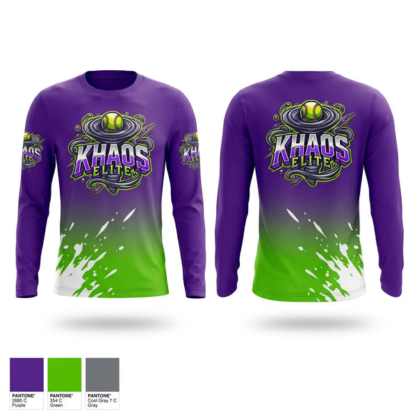 Long Sleeve Performance Shirt, Khaos Elite, Softball, Teamtime, Team time, sublimation, custom sports apparel, team uniforms, spirit wear, spiritwear, sports uniforms, custom shirts, team store, custom team store, fundraiser sports, apparel fundraiser