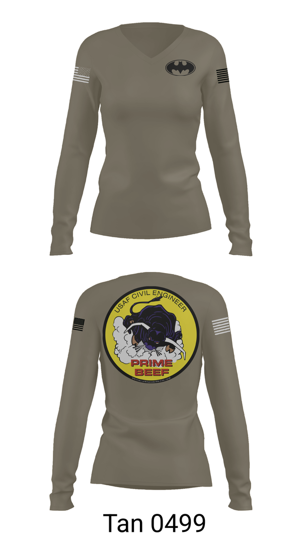 Womens Long Sleeve Vneck Shirt, 185th CES, Navy, Teamtime, Team time, sublimation, custom sports apparel, team uniforms, spirit wear, spiritwear, sports uniforms, custom shirts, team store, custom team store, fundraiser sports, apparel fundraiser
