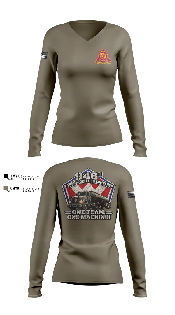 Womens Long Sleeve Vneck Shirt, 946th TC, Army, Teamtime, Team time, sublimation, custom sports apparel, team uniforms, spirit wear, spiritwear, sports uniforms, custom shirts, team store, custom team store, fundraiser sports, apparel fundraiser