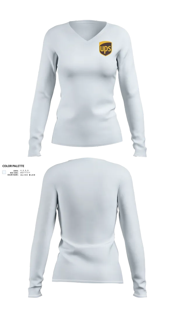 Womens Long Sleeve Vneck Shirt, UPS, , Teamtime, Team time, sublimation, custom sports apparel, team uniforms, spirit wear, spiritwear, sports uniforms, custom shirts, team store, custom team store, fundraiser sports, apparel fundraiser