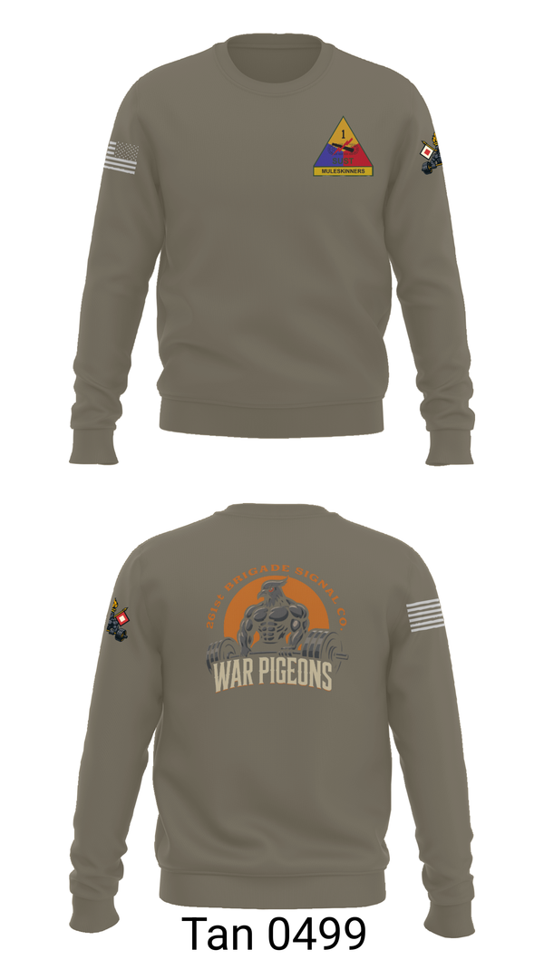 Crew Neck Sweatshirt, 261st War Pigeons, Army, Teamtime, Team time, sublimation, custom sports apparel, team uniforms, spirit wear, spiritwear, sports uniforms, custom shirts, team store, custom team store, fundraiser sports, apparel fundraiser
