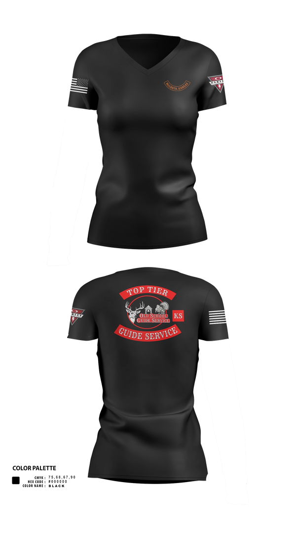 Womens Short Sleeve Vneck Shirt, Old School Guide Service, , Teamtime, Team time, sublimation, custom sports apparel, team uniforms, spirit wear, spiritwear, sports uniforms, custom shirts, team store, custom team store, fundraiser sports, apparel fundraiser