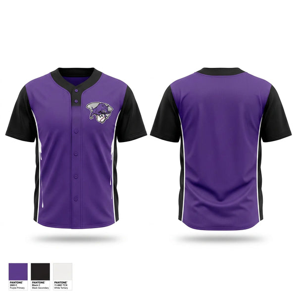 Full Button Baseball Jersey, Walhalla Ballhogs, Baseball, Teamtime, Team time, sublimation, custom sports apparel, team uniforms, spirit wear, spiritwear, sports uniforms, custom shirts, team store, custom team store, fundraiser sports, apparel fundraiser