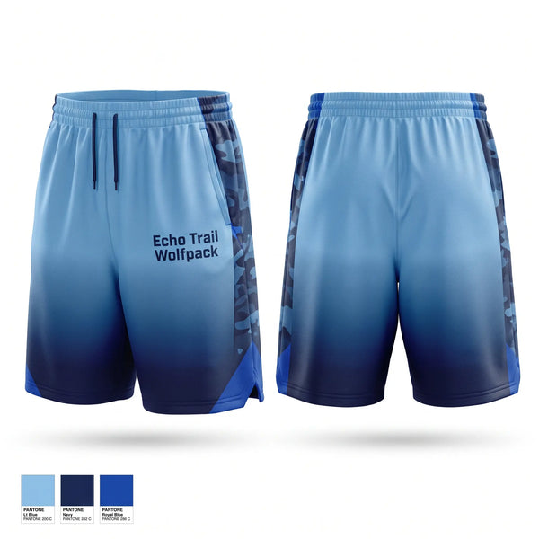 Mens Basketball Shorts, Echo Trail Wolfpack, Men's Basketball, Teamtime, Team time, sublimation, custom sports apparel, team uniforms, spirit wear, spiritwear, sports uniforms, custom shirts, team store, custom team store, fundraiser sports, apparel fundraiser