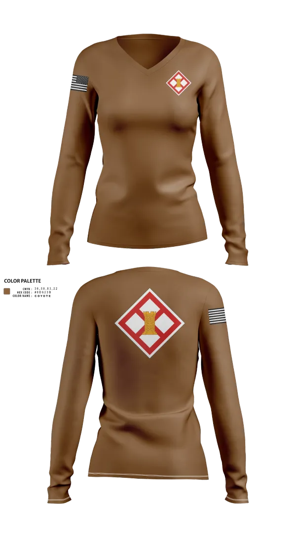 Womens Long Sleeve Vneck Shirt, 683rd ENG DET, , Teamtime, Team time, sublimation, custom sports apparel, team uniforms, spirit wear, spiritwear, sports uniforms, custom shirts, team store, custom team store, fundraiser sports, apparel fundraiser