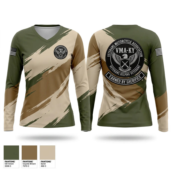 Womens Long Sleeve Vneck Shirt, Veterans Motorcycle Association, , Teamtime, Team time, sublimation, custom sports apparel, team uniforms, spirit wear, spiritwear, sports uniforms, custom shirts, team store, custom team store, fundraiser sports, apparel fundraiser
