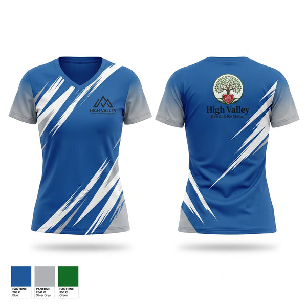 Womens Short Sleeve Vneck Shirt, High Valley Developmental, , Teamtime, Team time, sublimation, custom sports apparel, team uniforms, spirit wear, spiritwear, sports uniforms, custom shirts, team store, custom team store, fundraiser sports, apparel fundraiser
