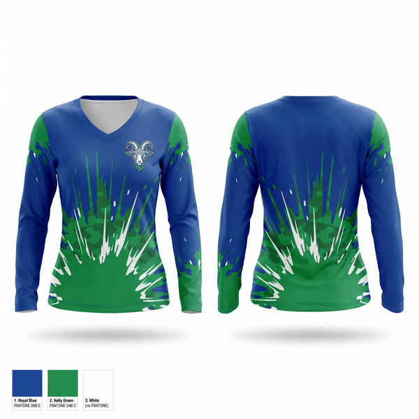 Womens Long Sleeve Vneck Shirt, Yard Goats, Baseball, Teamtime, Team time, sublimation, custom sports apparel, team uniforms, spirit wear, spiritwear, sports uniforms, custom shirts, team store, custom team store, fundraiser sports, apparel fundraiser