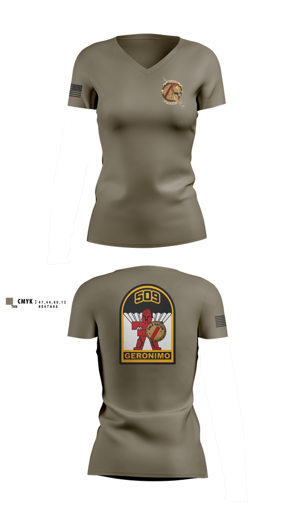 Womens Short Sleeve Vneck Shirt, 3-509th Parachute Infantry BN Able Nation, , Teamtime, Team time, sublimation, custom sports apparel, team uniforms, spirit wear, spiritwear, sports uniforms, custom shirts, team store, custom team store, fundraiser sports, apparel fundraiser
